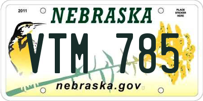 NE license plate VTM785