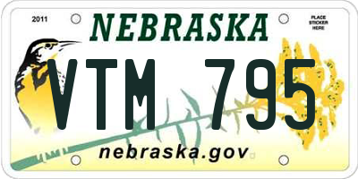 NE license plate VTM795