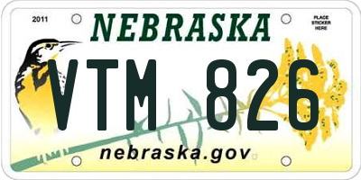 NE license plate VTM826