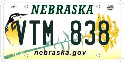 NE license plate VTM838