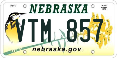 NE license plate VTM857