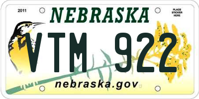 NE license plate VTM922