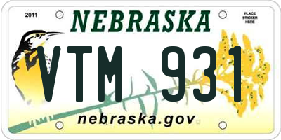 NE license plate VTM931