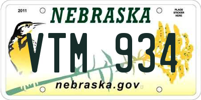 NE license plate VTM934