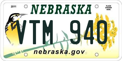 NE license plate VTM940