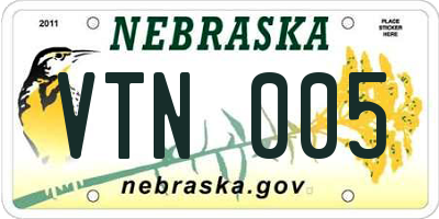 NE license plate VTN005