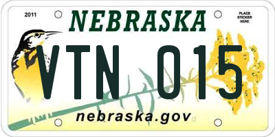 NE license plate VTN015