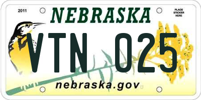 NE license plate VTN025