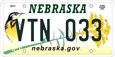 NE license plate VTN033