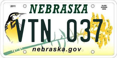 NE license plate VTN037