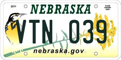 NE license plate VTN039