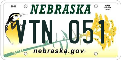 NE license plate VTN051