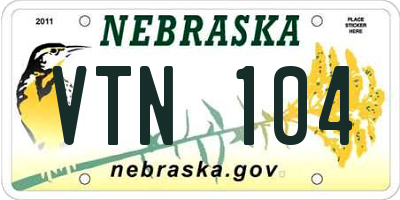 NE license plate VTN104