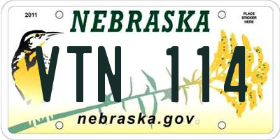 NE license plate VTN114