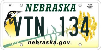 NE license plate VTN134