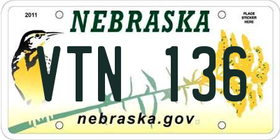 NE license plate VTN136