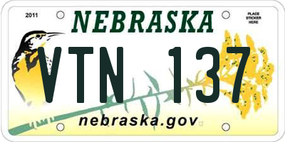 NE license plate VTN137