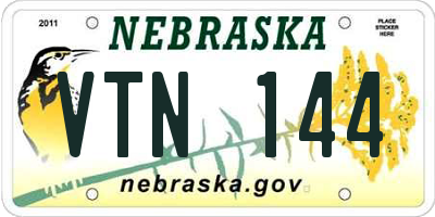 NE license plate VTN144