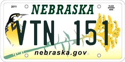 NE license plate VTN151