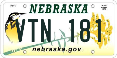 NE license plate VTN181