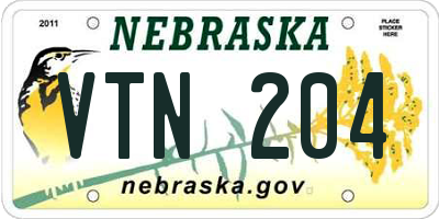 NE license plate VTN204