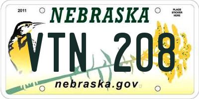 NE license plate VTN208
