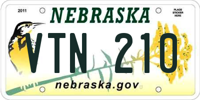 NE license plate VTN210