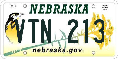 NE license plate VTN213