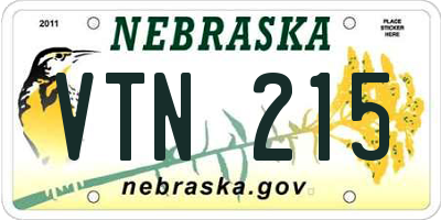 NE license plate VTN215