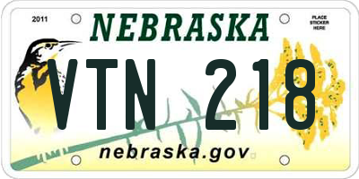 NE license plate VTN218