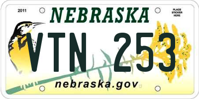 NE license plate VTN253