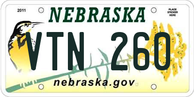 NE license plate VTN260