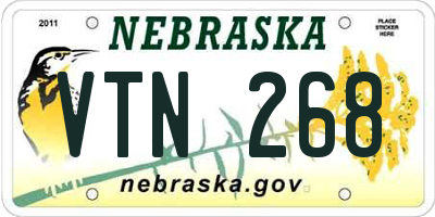 NE license plate VTN268