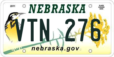 NE license plate VTN276