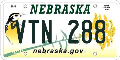 NE license plate VTN288