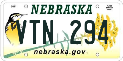 NE license plate VTN294