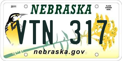 NE license plate VTN317