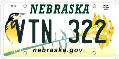 NE license plate VTN322
