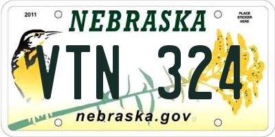 NE license plate VTN324