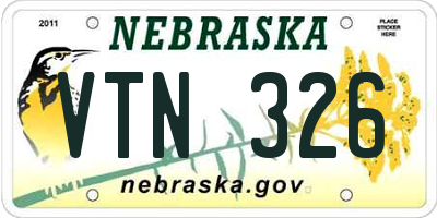 NE license plate VTN326