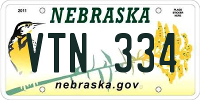 NE license plate VTN334
