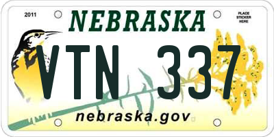NE license plate VTN337