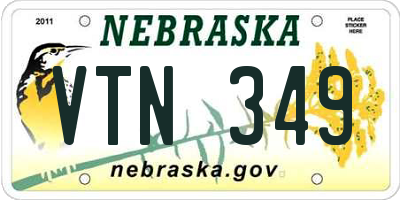 NE license plate VTN349