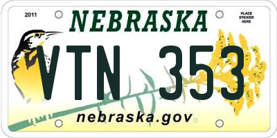 NE license plate VTN353