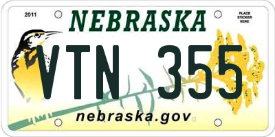 NE license plate VTN355