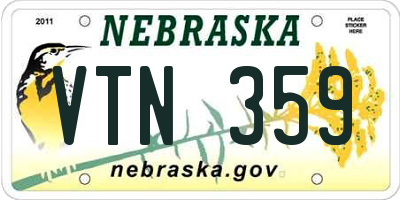 NE license plate VTN359