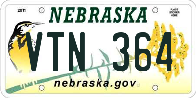 NE license plate VTN364
