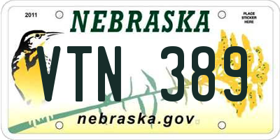 NE license plate VTN389