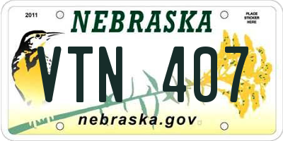 NE license plate VTN407