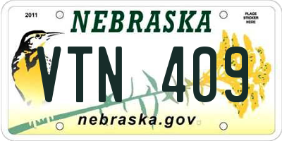 NE license plate VTN409
